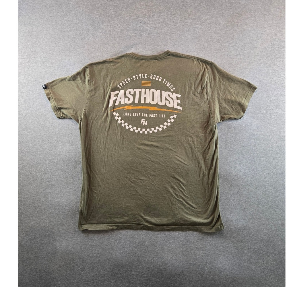Fasthouse Racing T Shirt Mens‎ 3XL Green Double Sided Graphic Tee Moto X Racing